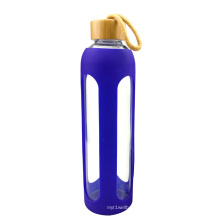 Sport water bottle custom Glass Drinking Bottle silicone glass coffee cups